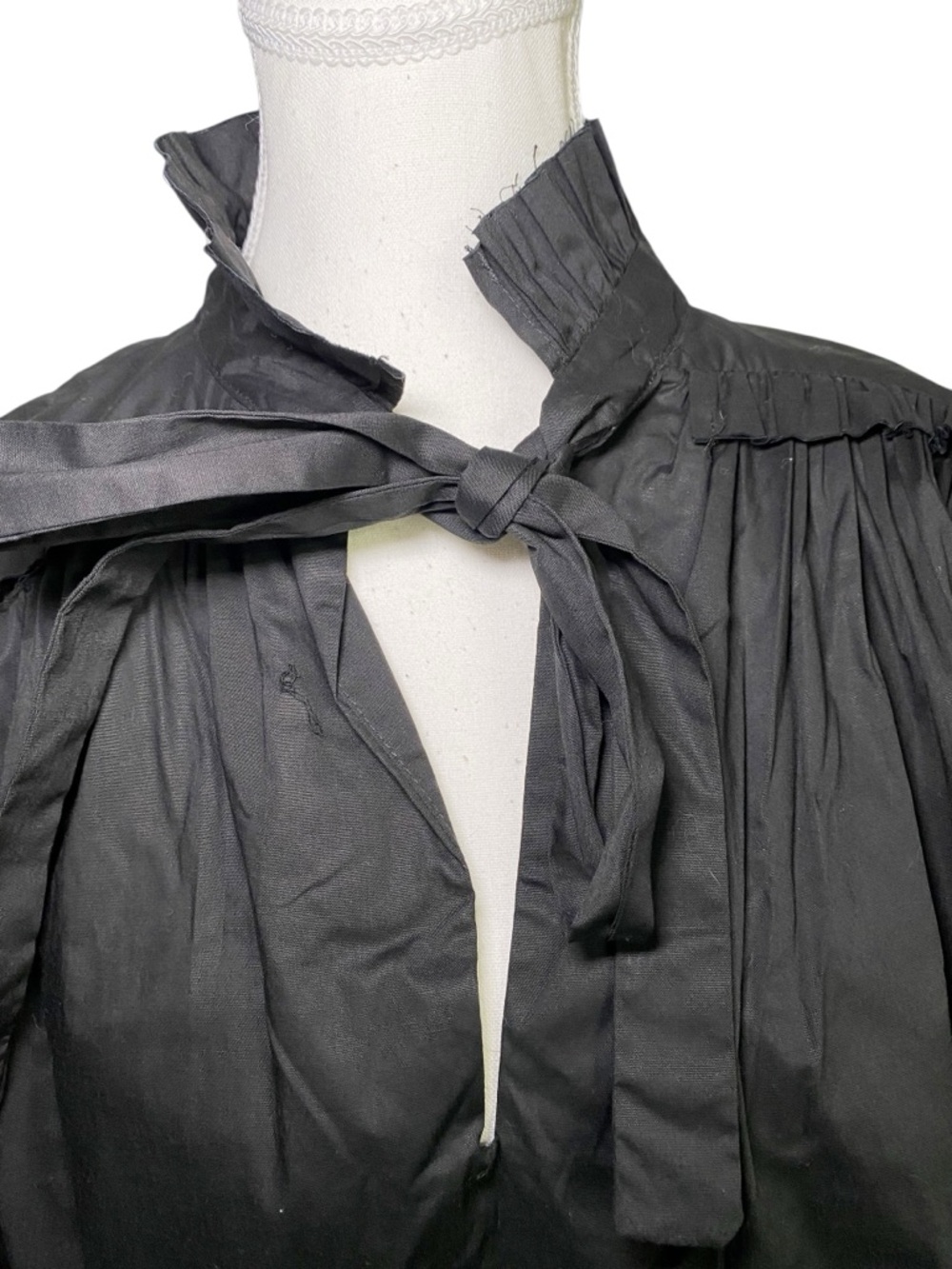 KARLIE Black Ruffle Neck Tie Front
Balloon Sleeve Blouse - Picture 4 of 12